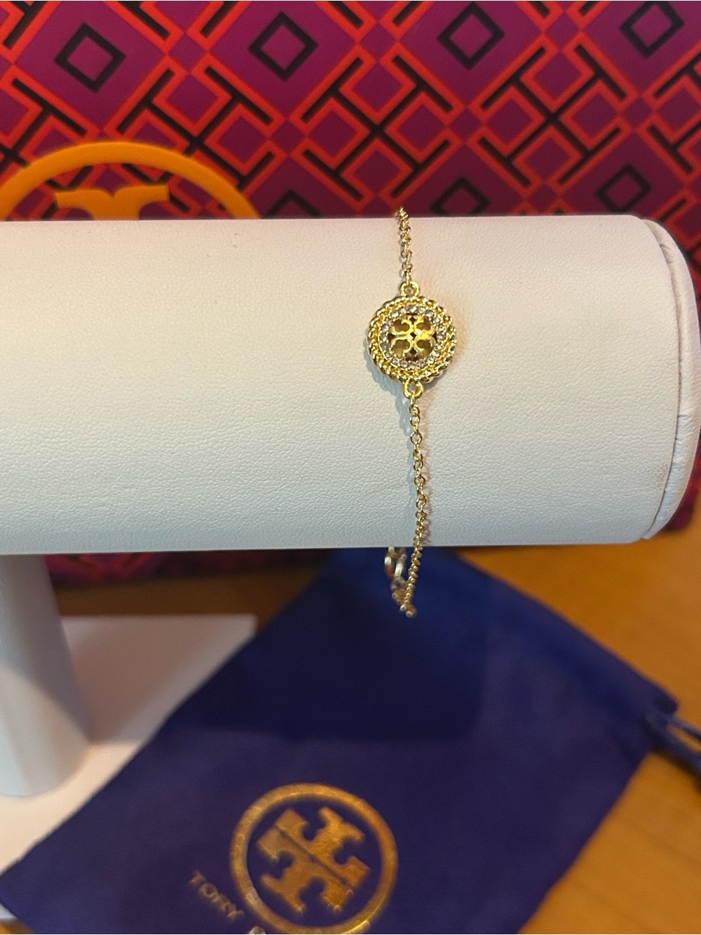 Tory Burch Gold Logo Medallion Chain Bracelet
